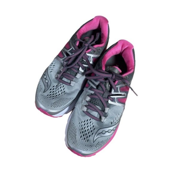 Saucony 6 5 Shoes Running Sneakers Athletic Workout Gym Run Pink Grey Activewear - Picture 2 of 10